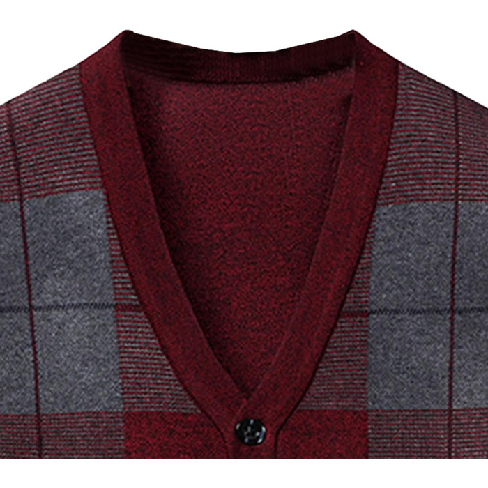 Кардиган чоловічий Аргуайл, в'язаний, з ґудзиками, з кишенями, червоний, суміш вовни