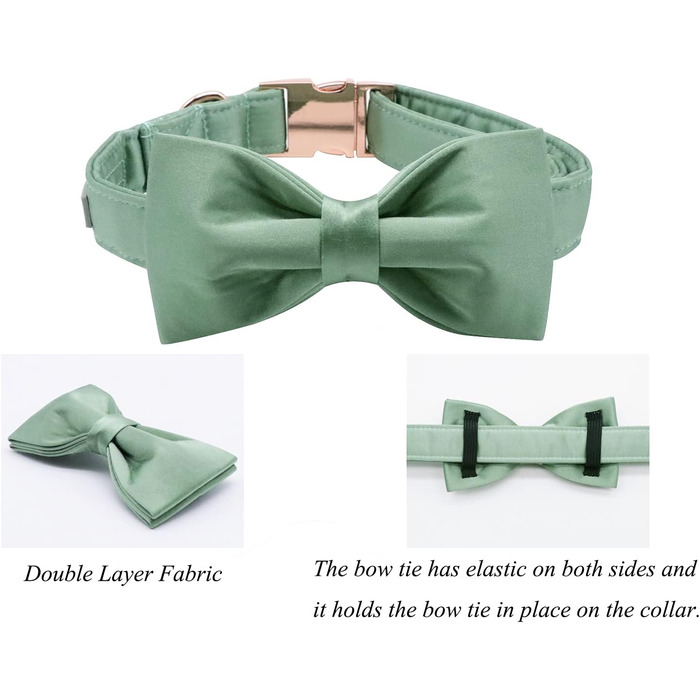 Нашийник для собак Lionet Paws з метеликом - комфортний шовковий нашийник зеленого кольору для маленьких собак, знімний метелик, розмір S (1 шт.), колір: трав'яний