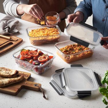 Набір контейнерів VonShef для зберігання продуктів – 10 шт., 1050 мл та 370 мл, придатні для духовки та мікрохвильової печі, мийки в посудомийній машині, герметичні та витікання, ідеальні для приготування їжі наперед