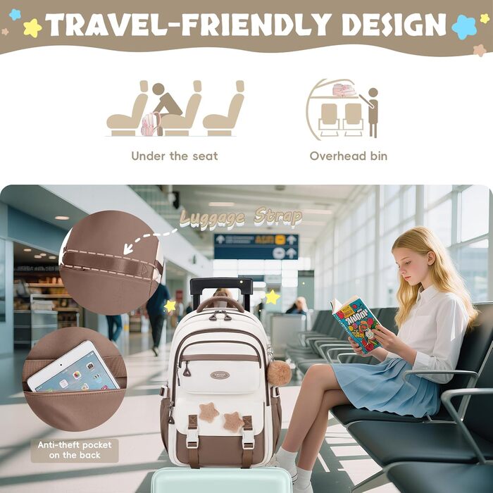 Набір шкільних рюкзаків для дівчаток Lässig: 3 шт. (рюкзак, пенал, ланчбокс) для 2-5 класів. Коричневий