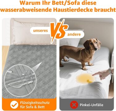 Водонепроникний коврик для собак Pick For Life, 97x190 см, сірий. Захист дивану та ліжка, легко миється. Підходить для великих та маленьких собак