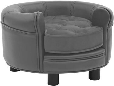 Диванчик для собак VidaXL, 48x48x32 см, плюш, штучна шкіра, сірий колір