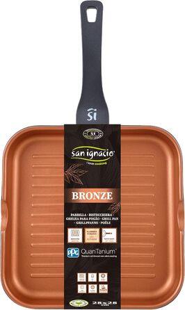 Гриль сковорода San Ignacio Bronze 28x28 см, алюмінієва з антипригарним покриттям, для всіх типів плит