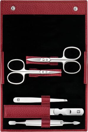 Набір для манікюру та педикюру ZWILLING (5 предметів) з екошкіряним кейсом, нержавіюча сталь, червоний