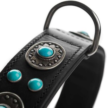 Нашийник для собак HUNTER SIOUX, шкіряний, в індійському стилі, з прикрасами, розмір S-M, чорний