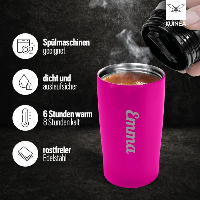 Термокружка KUINEA для кави та чаю, 350 мл, нержавіюча сталь, зелена, BPA-free