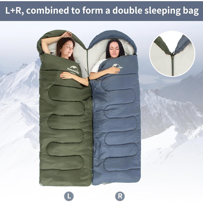 Naturehike Sleeping Bag with Hood - Camping Blanket Sleeping Bag, Lightweight & Comfortable for Outdoor Adventures & Travel - Navy Blue (7~11°C)