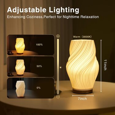 Стійлова лампа Dawnwake для спальні та вітальні з дерев'яним цоколем, LED-освітлення