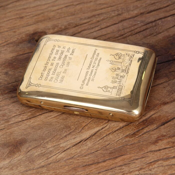 RWXCOW cigarette case for 16 cigarettes, 9.5x7 cm, gold