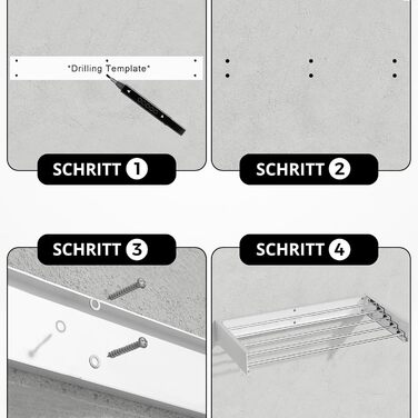 Сушарка для білизни настінна Vonia Wandtrockengestell 100x50 см, біла, складана, для ванної, балкона, квартири