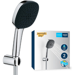Душова лійка GROHE Vitalio 110, водозберігаюча, 8 л/хв, 2 струмені, регулюється, універсальне підключення, захисний силіконовий кільце, кругла, хром, 26397001 (Набір ручної лійки)