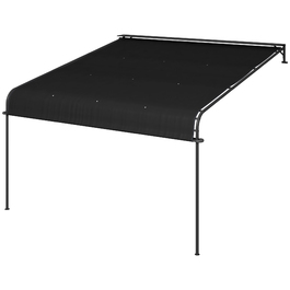 Outsunny Pergola, approx. 4 x 3 m Gazebo, Weather-Resistant Patio Cover, Wall-Mounted Garden Gazebo with Adjustable Roof, for Terrace, Balcony, Steel, Dark Grey | Aosom