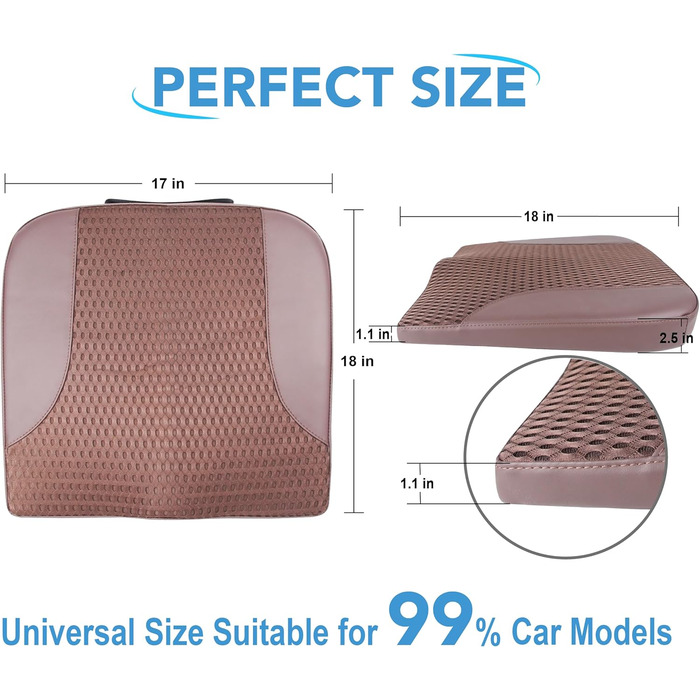 Подушка для автосидіння з Memory Foam для полегшення болю в куприку та попереку. Підходить для авто, вантажівки, офісу, інвалідного візка. Шкіра та сітка 4D (Колір: Коричневий)