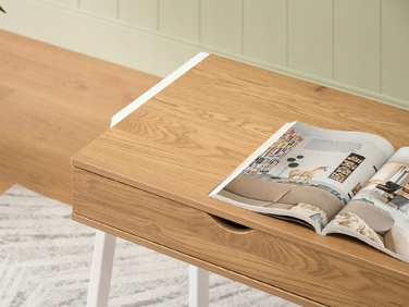 Прямокутний письмовий стіл Mebel-Partner 100 x 45 x 75 см, білий/золотий дуб