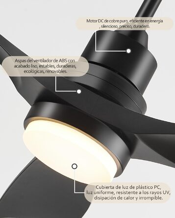 Стельовий вентилятор з LED-освітленням та пультом керування, 132 см, DC-мотор, 6 швидкостей, таймер, чорний