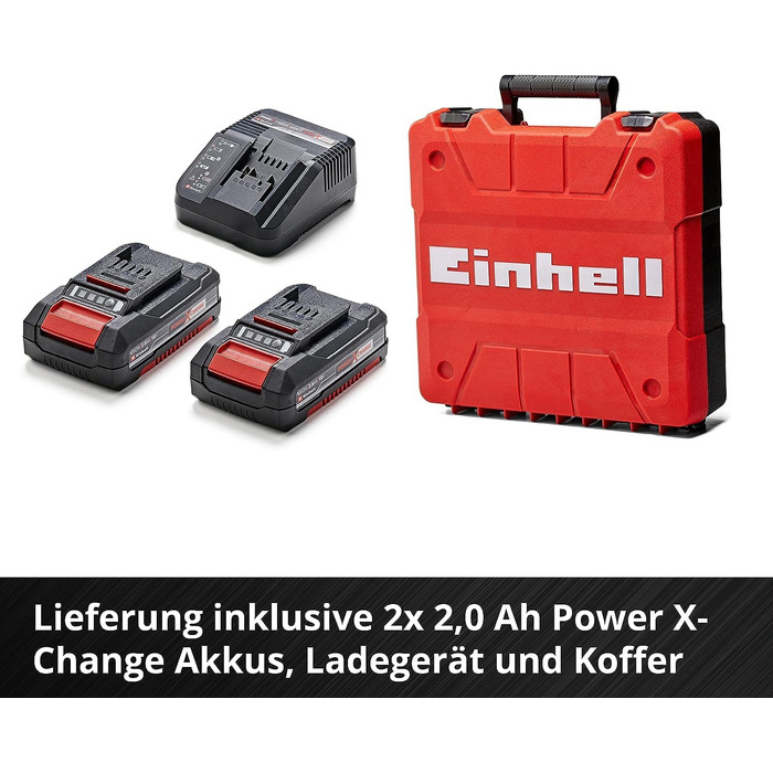 Акумуляторний дриль-шуруповерт Einhell TP-CD 18/50 Li BL Power X-Change (18 В, Brushless, 50 Нм, 2 швидкості, патрон 13 мм, 2 x 2.0 Ah, зарядний пристрій, кейс)