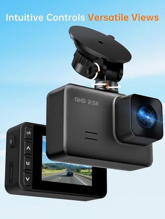 Відеореєстратор у машину Dashcam Auto з двома камерами, 2.5K+1080P, IPS-дисплей, G-сенсор, 170° кут огляду, паркувальний режим, циклічна запис, нічне бачення, карта 32GB