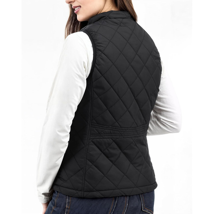 Жіноча пуховестелька NY Threads, обтислий крій, легка, з коміром-стійкою, стеганий, на блискавці, колір чорний