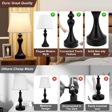 Настільна лампа Kakanuo з торшером, 2 шт., з USB-портами A+C, диммування, вінтажний дизайн, для спальні, вітальні, офісу, білий абажур, золотий цоколь