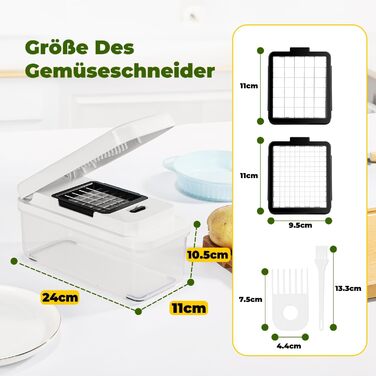 Набір для нарізки овочів 2-в-1: спіралі, кубики, слайси. Нарізник для овочів, фруктів, зелені. Змінні леза для моркви, картоплі, огірка.