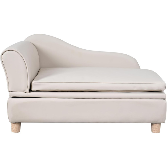 Софа для собак та котів Yoonnie room з PU-шкіри з місцем для зберігання, дерев'яний каркас, подушки, ліжко для маленьких тварин, софа для цуценят та котів (Перловий білий)