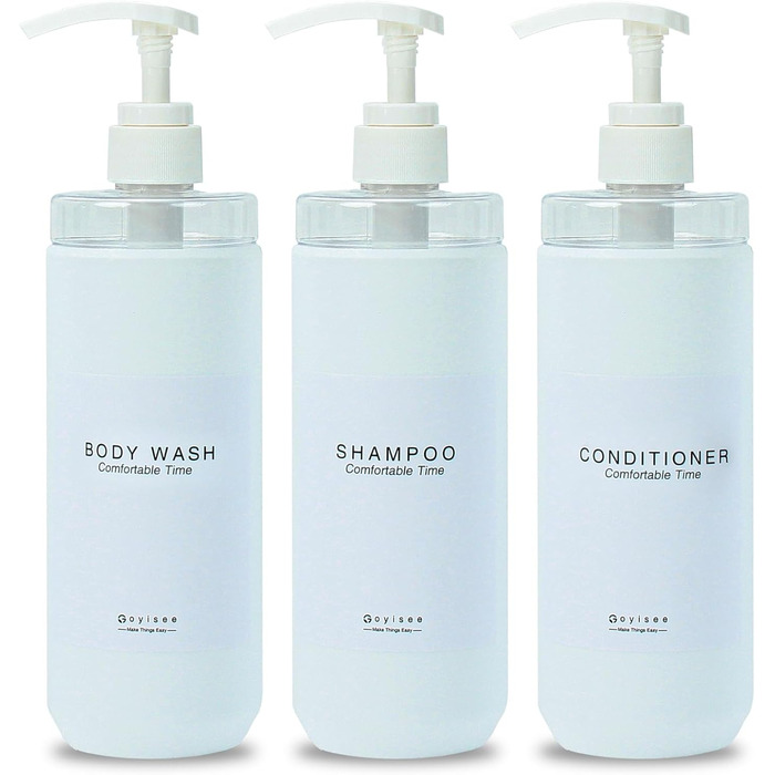 Набір дозаторів для душу Goyiseе, 3 шт. з пластику сірого кольору для мила та шампуню, аксесуари для ванної кімнати