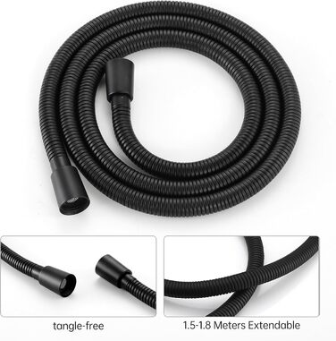 KES Handheld Shower Head Shower Head Bathroom SUS304 Shower Head with Shower Head Holder and Shower Hose Stainless Steel Brushed, LP150-BS (Black)
