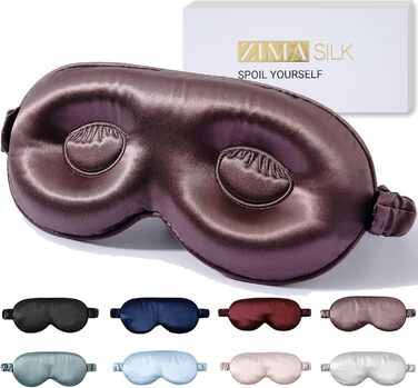 Маска для сну ZIMASILK, 22 Momme, 100% шовк, регульована, 3D-форма, блокує світло, фіолетово-сіра