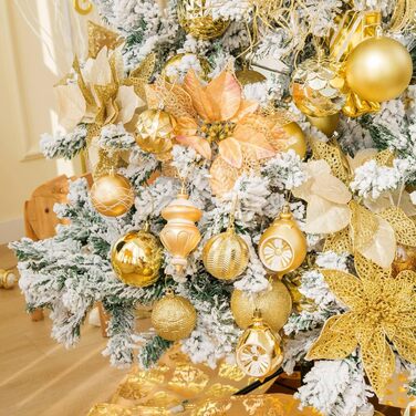 86 шт. прикраси для ялинки SY CRAFT: ялинкові кулі, сніжинки, подарункові пакети (золотий)