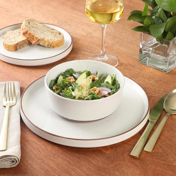 Сервіз набір 16-ти частинний Gibson Elite Northrock Steingut для 4 осіб: тарілки та миски, білий з ручним розписом, кераміка (Northrock)