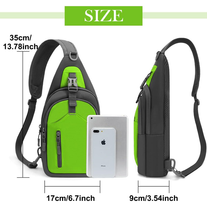 Чоловіча нагрудна сумка-рюкзак на плече, Crossbody Bag для активного відпочинку, спорту та прогулянок з собакою (Зелена)