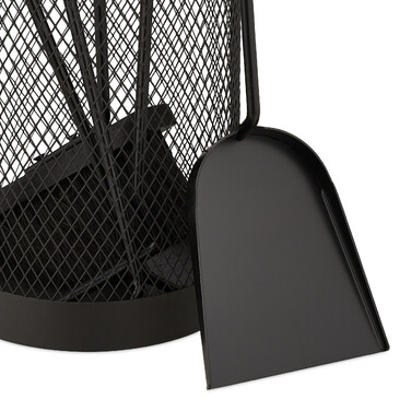 Relaxdays 5-Piece Fireplace Tool Set in Bucket, Black