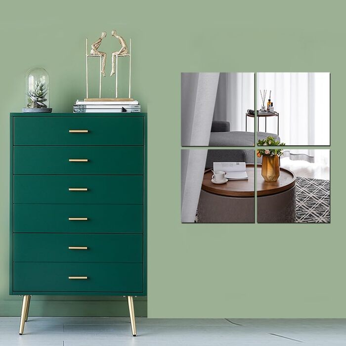 Акрилові дзеркала на стіну, самоклеючі, 4 шт., безпечні, для макіяжу, дому, спортзалу (30x30 см, 20x20 см)