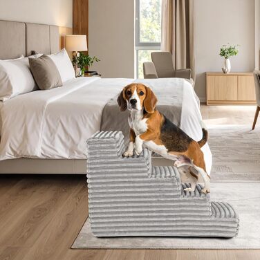 Сходинка для собак та котів Boutique Zoo | 50 см | 3 сходинки | М'який велюр | Сірий колір