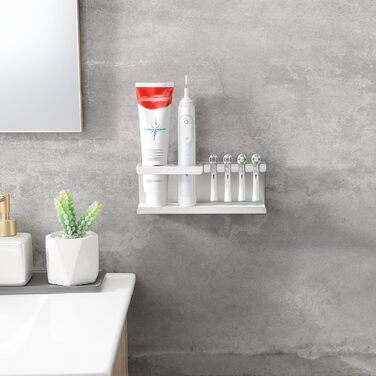 Тримач для електричної зубної щітки, нержавіюча сталь, кріплення на стіну без свердління, універсальний для насадок (сріблястий)