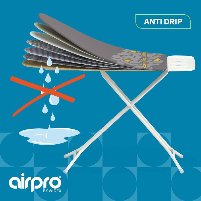 Бюгельний чохол Airpro від Widex для парової праски, розмір L, універсальний, 120x42 см - запобігає потраплянню води під прасувальну дошку, прасування на 50% швидше, Made in Europe