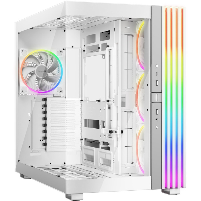be quiet! Light Base 900 FX - Корпус ПК з повністю прозорою передньою та бічною панелями, Dual Chamber Design, 4 вентилятори Pure Wings 3 PWM (Білий)