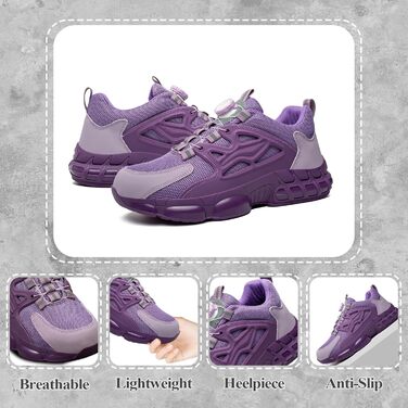 Черевики безпеки для чоловіків та жінок. Робочі черевики з металевим капом, антипрокольні, легкі, спортивні, дихаючі, з самозачином, швидкою застібкою. Розміри 36-46 EU (40 EU, Рожевий 678)