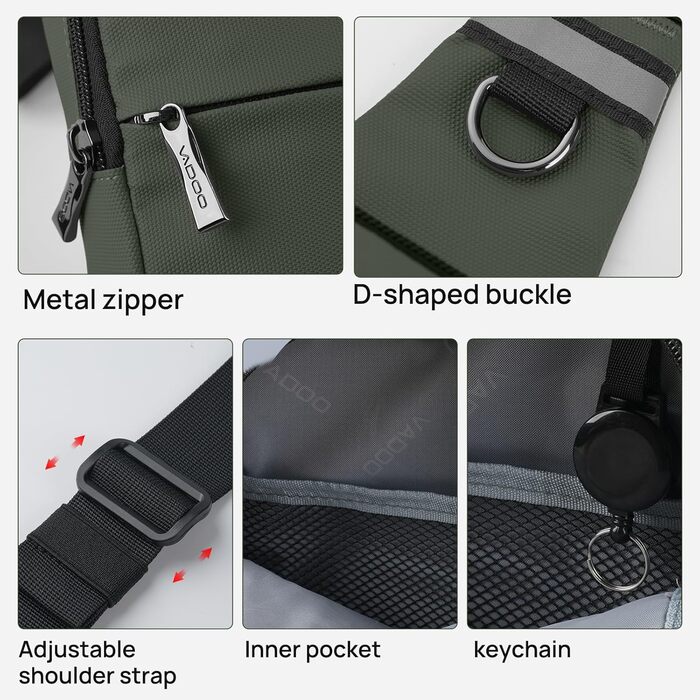 Сумка на груди Broadream: водонепроникна, для чоловіків та жінок, з RFID-блокуванням, для спорту та туризму (A-зелений)