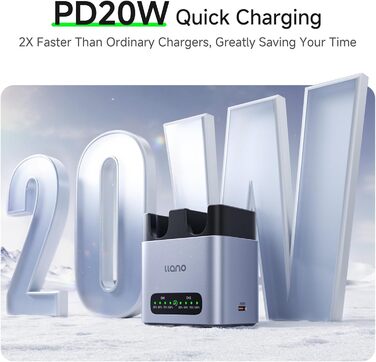 Зарядний пристрій для акумуляторів Canon LP-E6P/LP-E6NH: Dual-Slot, USB-C, LED-дисплей, сумісний з EOS R5/R6/R7 Mark II, 5D/6D/7D Mark II/III/IV, 60D/70D/80D/90D