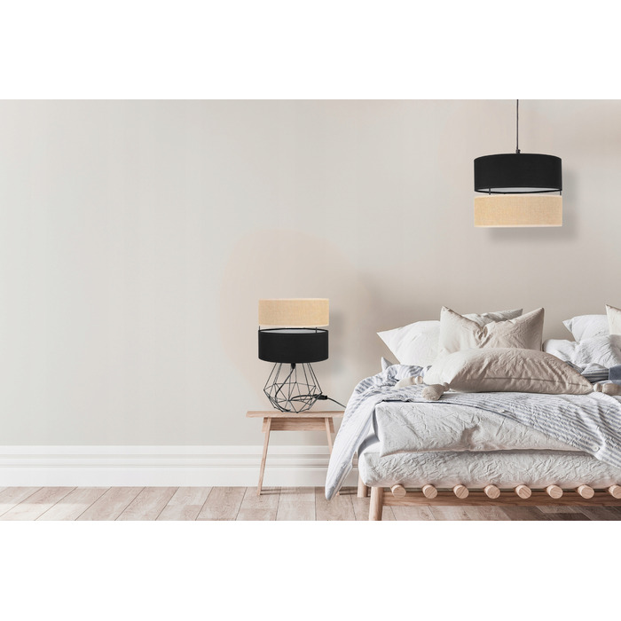 Настільна нічна лампа з абажуром у стилі бохо, джут, 20 см, цоколь E27, LED