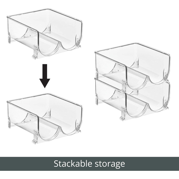 mDesign Wine Rack for Eight Bottles – Stackable Bottle Holder for Your Beverage Storage in the Kitchen – Clear