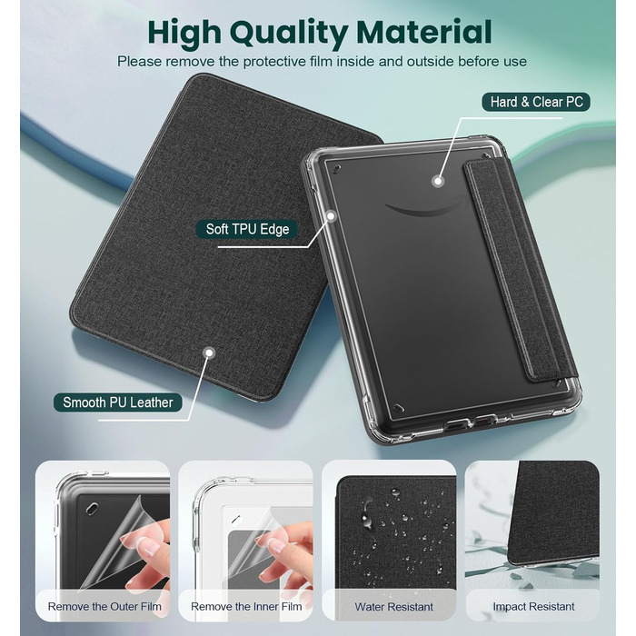 Чохол для Kindle Paperwhite 12 (2024) та Kindle Colorsoft (2024/2025) MoKo, Denim, Чорний, Магнітний, з авто-вимкненням