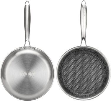 Пан з антипригарним покриттям EliteHoff 28 см, нержавіюча сталь, індукційний, для всіх плит, PFOA-free, для духовки та посудомийної машини, сріблястий (E-7547)