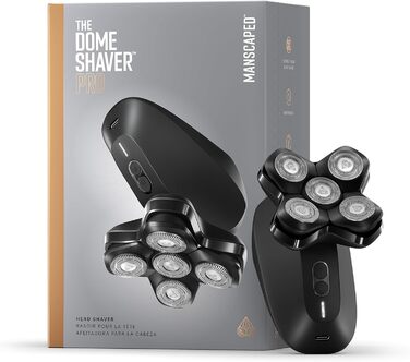 MANSCAPED® The Dome Shaver™ PRO Head Shaver for Men, 5 rotating SkinSafe® blades with FlexAdjust Technology, waterproof, USB-C/Inductive charging, battery-powered, travel lock