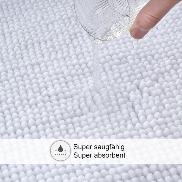 Килимок для ванної кімнати Decomira, антиковзаючий, 40x60 см та 50x80 см (2 шт), з м'якої тканини Chenille, для душу, ванни, туалету