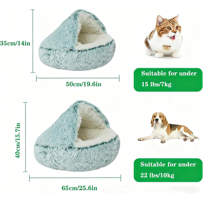 М'яке ліжко для собак та котів у формі мушлі, тепле, зручне, миється, 65x65 см (зелене)