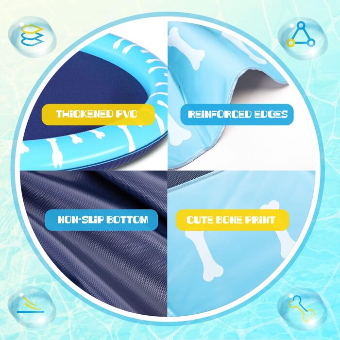 Nobleza Hundepool, D170 cm/67 in Inflatable Pool for Large & Small Dogs, 0.55mm Thickened Anti-Slip Sprinkler Mat Dog Foldable Splash Pad for Summer, Garden, Outdoors
