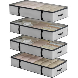 Органайзери для зберігання Oak & Tea 90L 4 шт. для взуття, одягу, під ліжко. Водонепроникні, з прозорою панеллю, 100x50x18 см