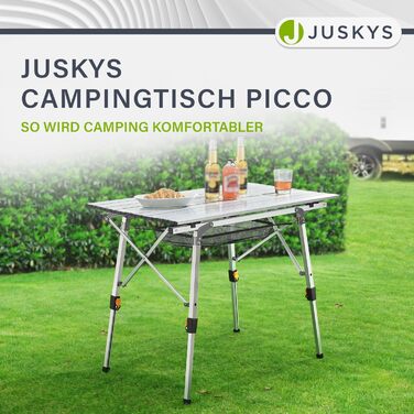Стол для кемпінгу Juskys Picco - алюмінієвий, 90 x 52 см, легкий, складний, регульований по висоті - для кемпінгу, саду, відпочинку на природі